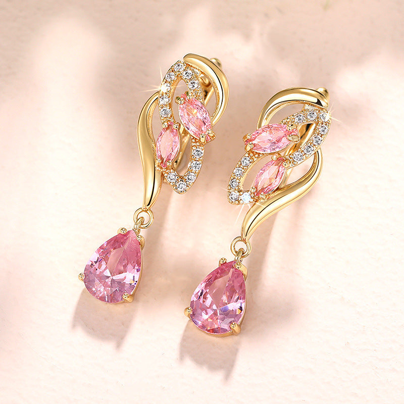 Drop-shaped Earrings Birthstone Light Luxury