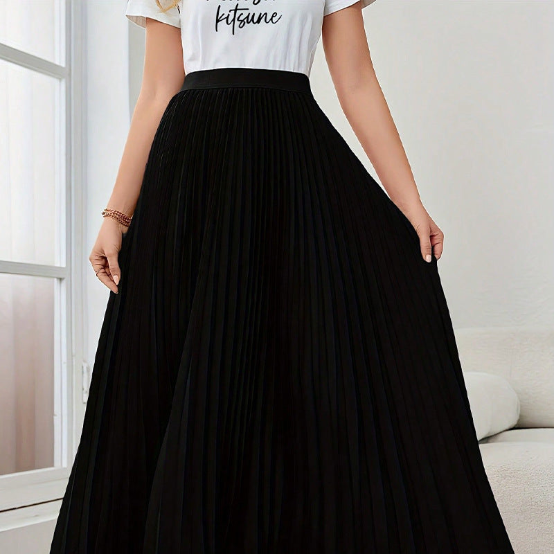 Skirt New Elegant Pleated Puffy Umbrella Skirt Polyester Skirt For Women