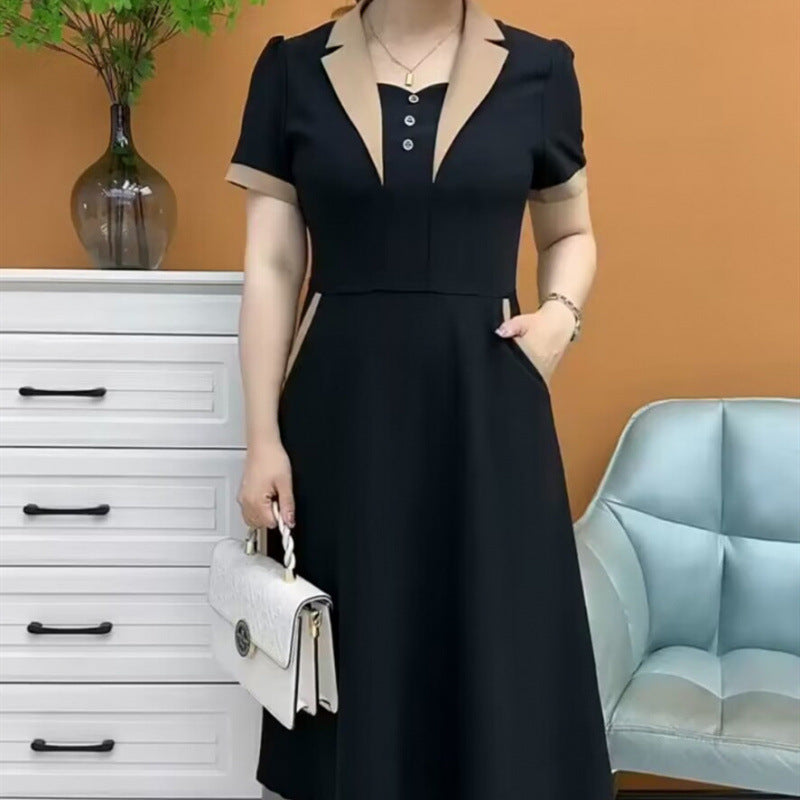 Plus Size Short Sleeve Mid-length Dress