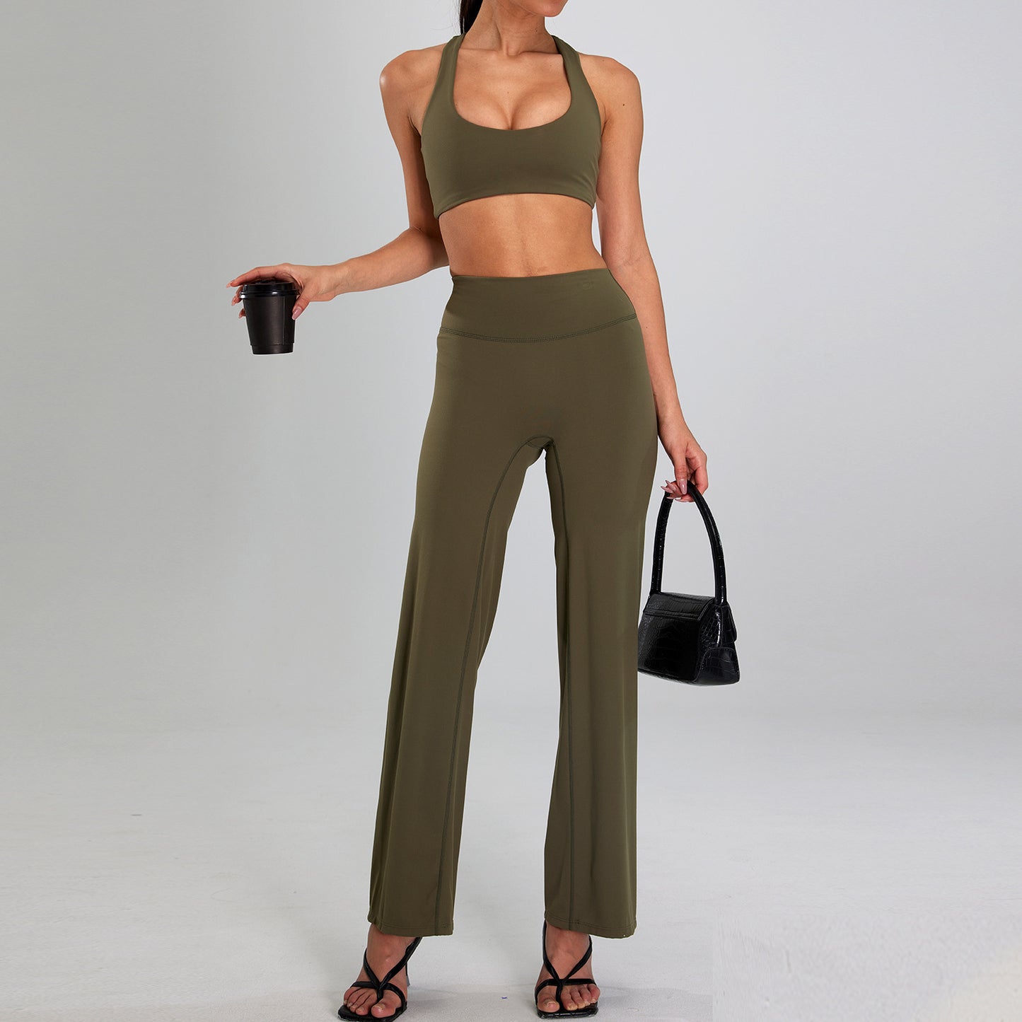 High-intensity Sports Suit Outdoor Running Nude Feel Workout Clothes Slimming High Waist