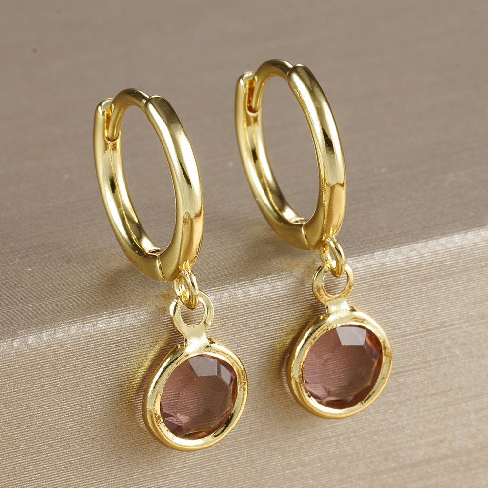 Niche Round Ear Clip Fashion Simple Rhinestone