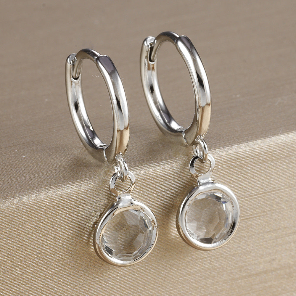 Niche Round Ear Clip Fashion Simple Rhinestone
