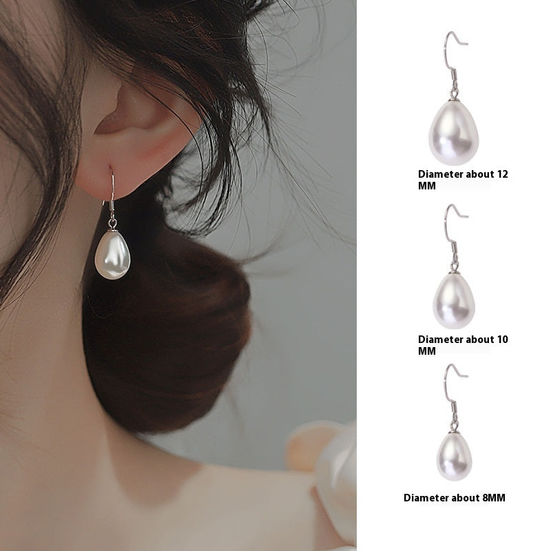 Copper Plating Silver Earrings Huanfu Ancient Port Pearl