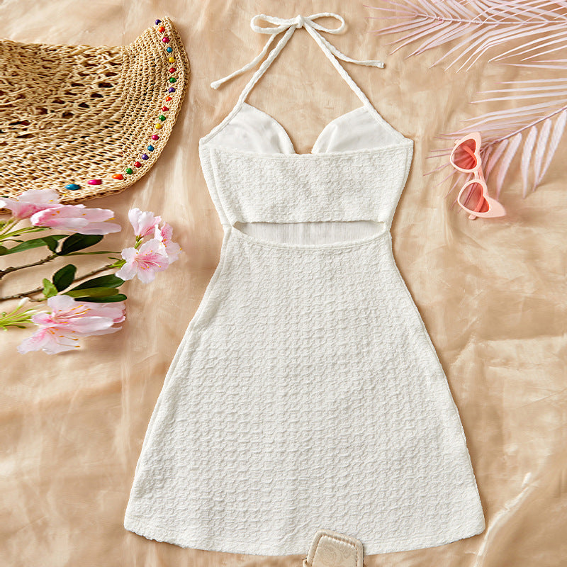 Vacation Style Sexy Halter Beach Dress
