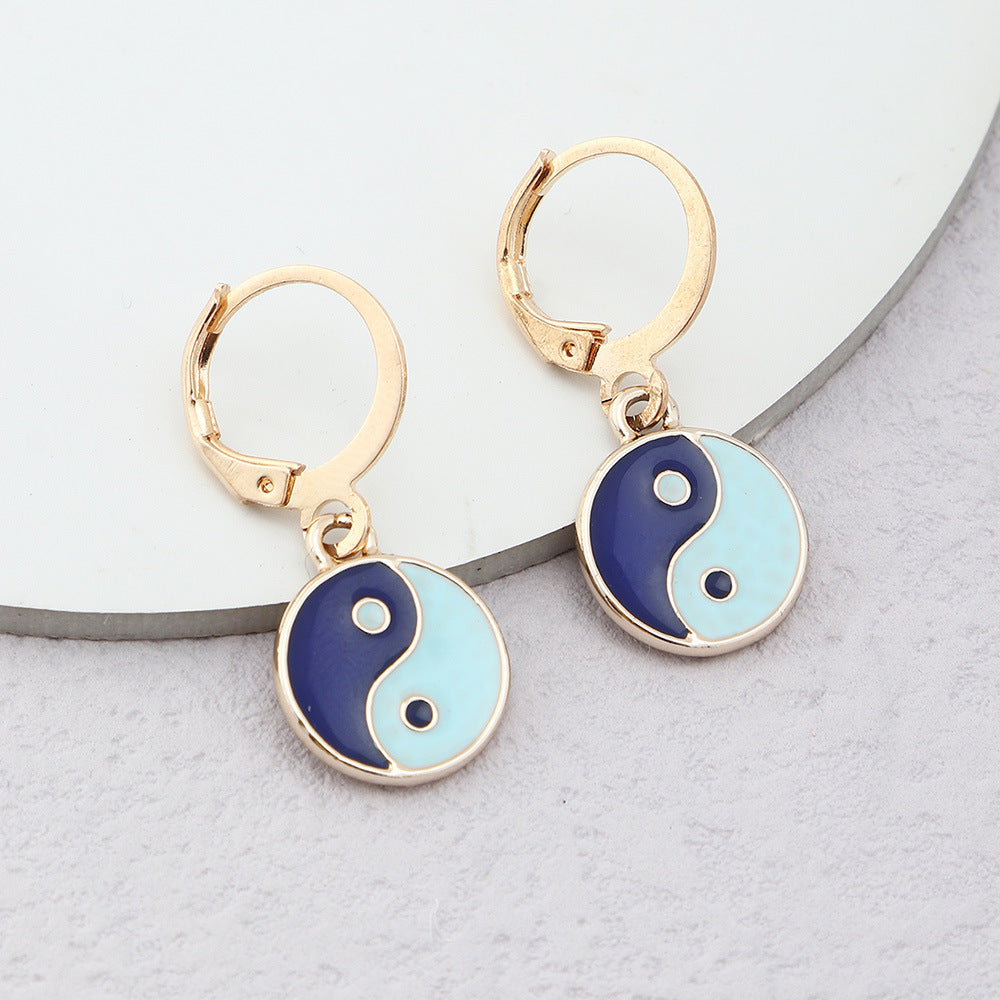 New Creative Metal Yin Yang Tai Chi Gossip Earrings