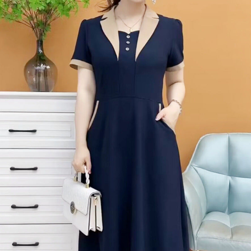 Plus Size Short Sleeve Mid-length Dress