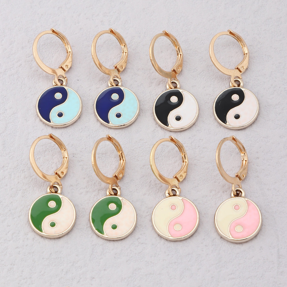 New Creative Metal Yin Yang Tai Chi Gossip Earrings