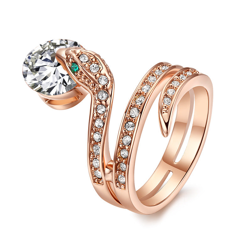 Retro Snake-shaped Women's Ring Zircon