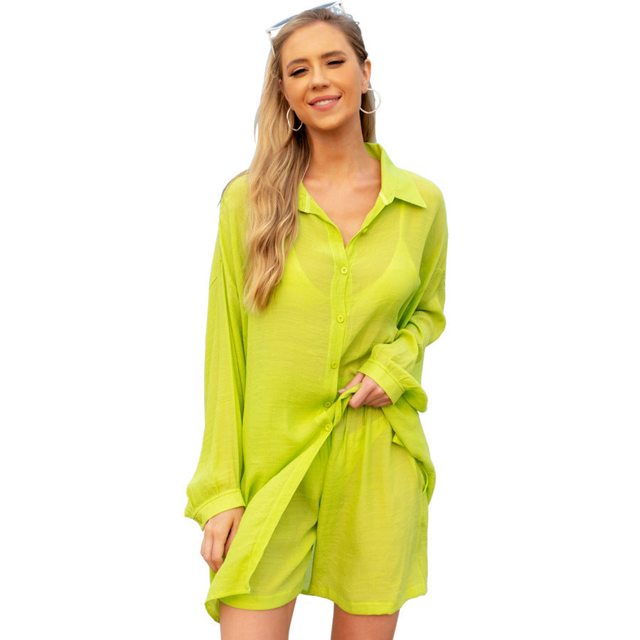 Beach Sun Protection Seaside Holiday Shirt Shorts Suit