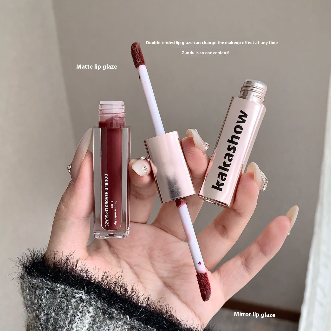 Makeup Double-headed Lip Lacquer Matte Mirror Double Texture Lipstick Delicate