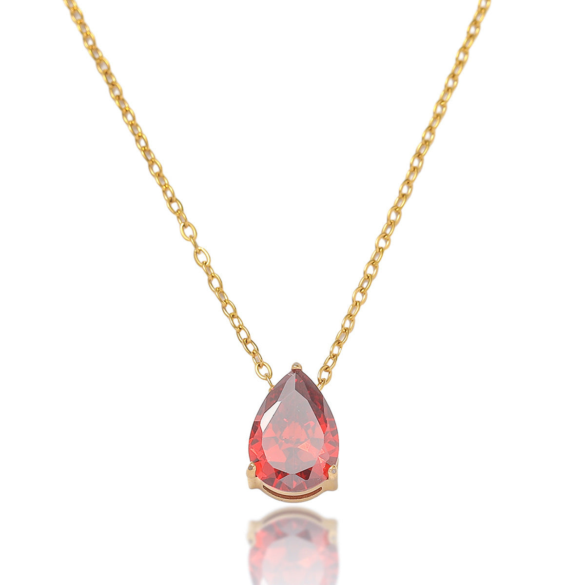 Necklace Female Water Drop Zircon Titanium Steel