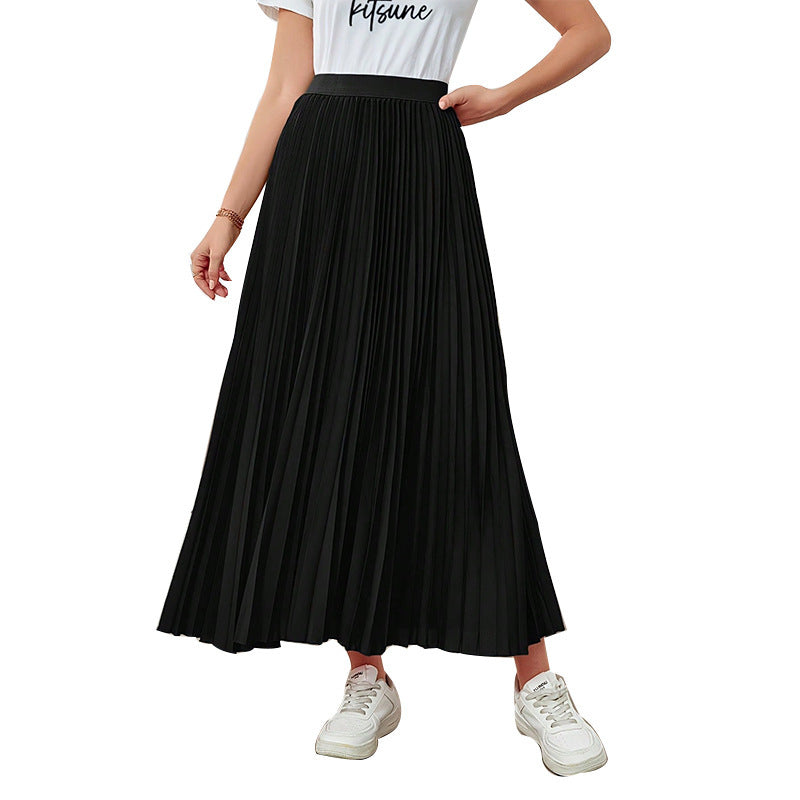 Skirt New Elegant Pleated Puffy Umbrella Skirt Polyester Skirt For Women