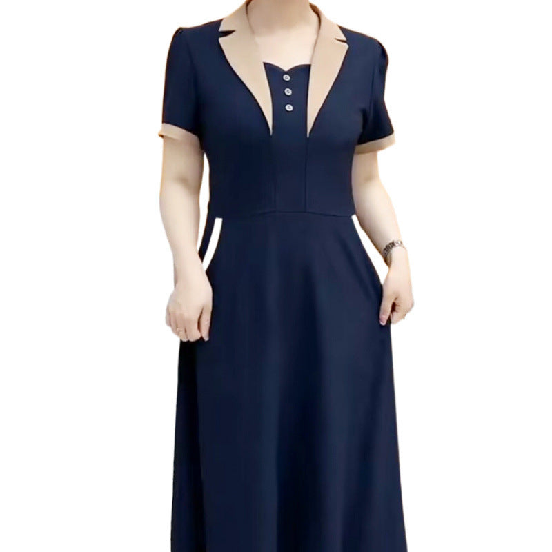 Plus Size Short Sleeve Mid-length Dress