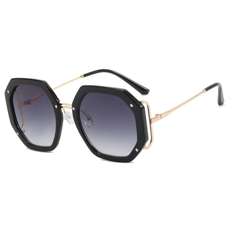 Women's Large Frame Hollow Polygonal Sunglasses