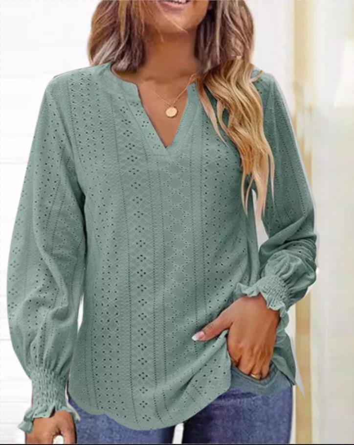 Summer New Ladies T-shirt Hollow-out Waist Ruffle Sleeve Casual Top