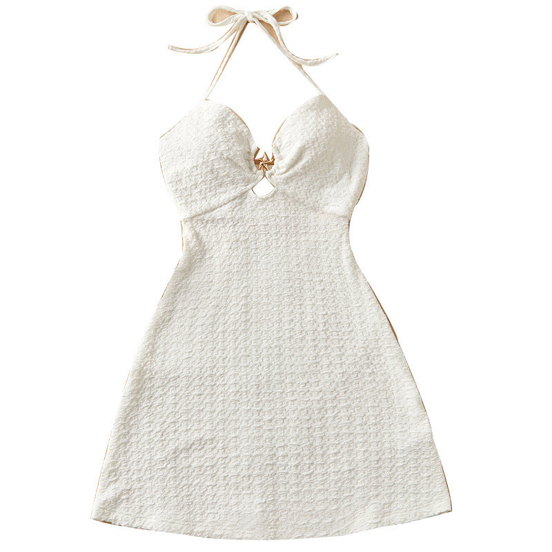 Vacation Style Sexy Halter Beach Dress