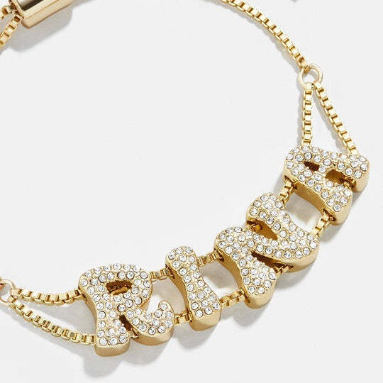 European And American Style Fashion English 26 Letters Inlaid Zircon Gold DIY Bracelet