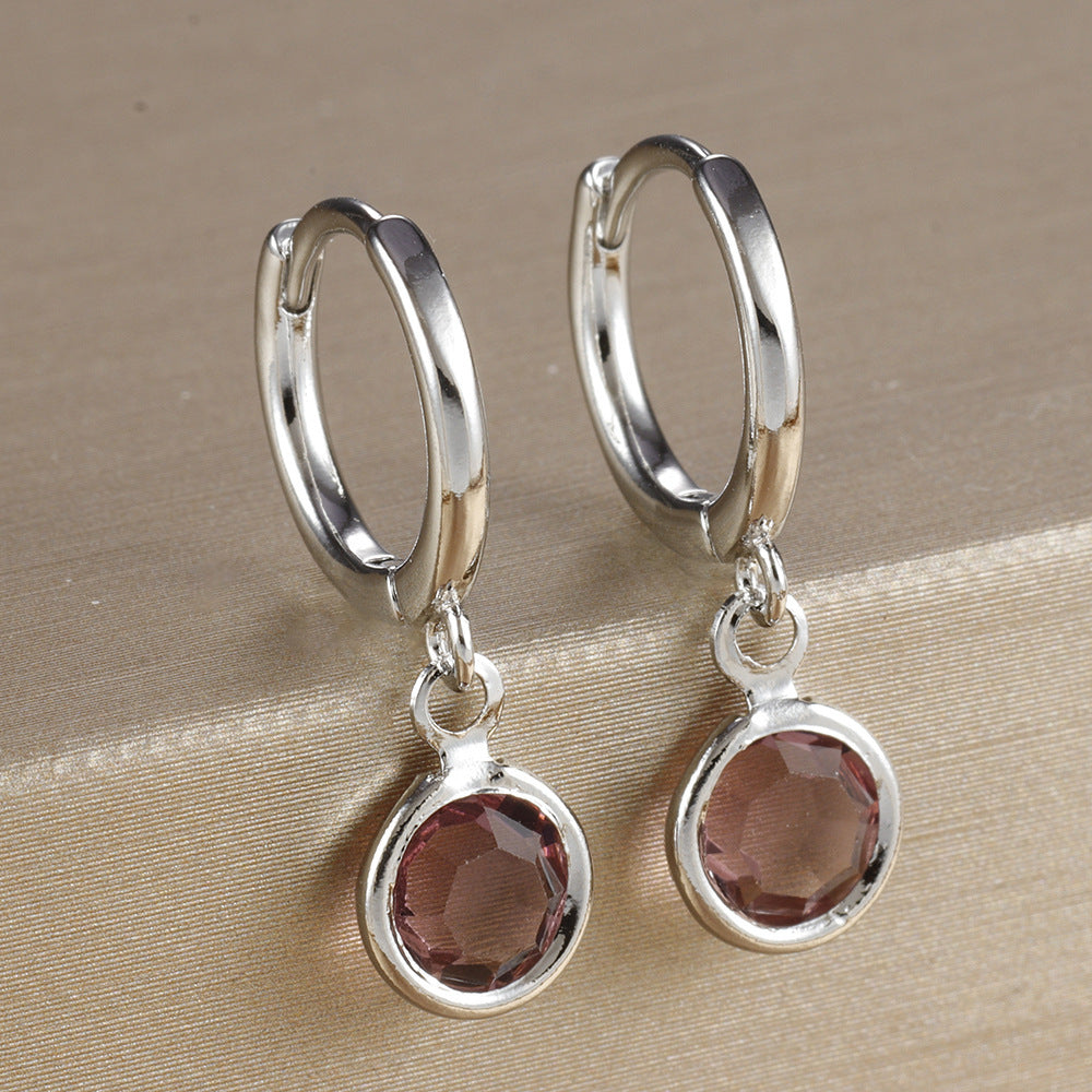 Niche Round Ear Clip Fashion Simple Rhinestone