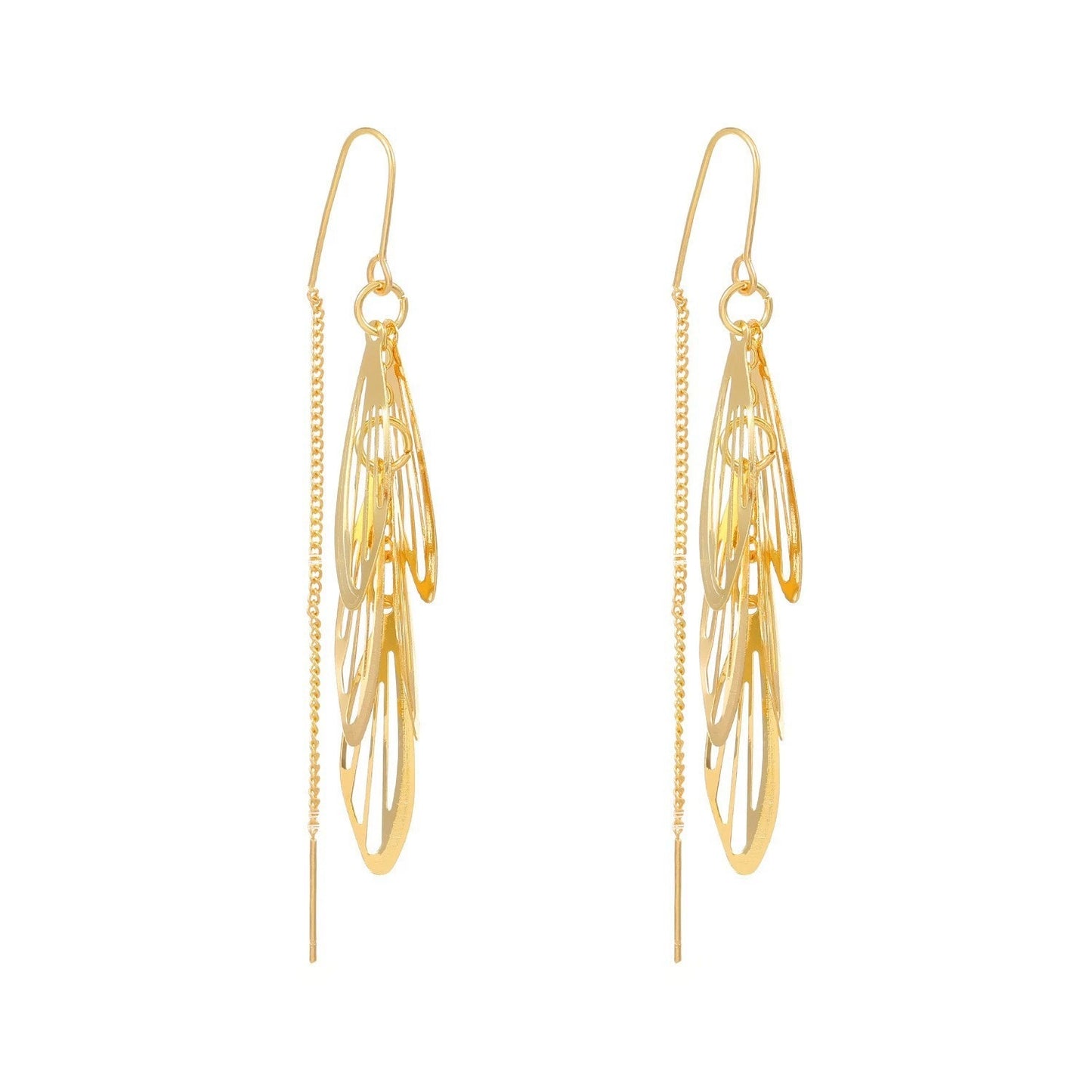 Fashion Tassel Hollow Leaves Hanging Earrings Fashion
