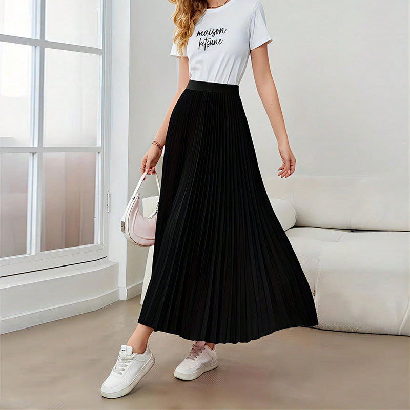 Skirt New Elegant Pleated Puffy Umbrella Skirt Polyester Skirt For Women