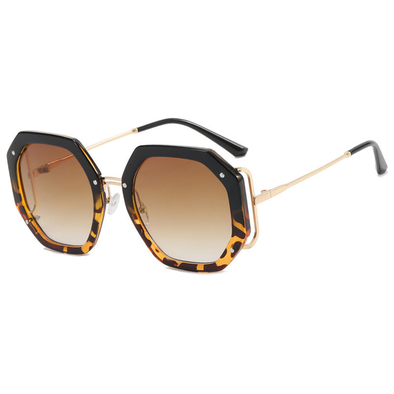Women's Large Frame Hollow Polygonal Sunglasses