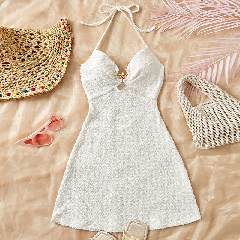Vacation Style Sexy Halter Beach Dress