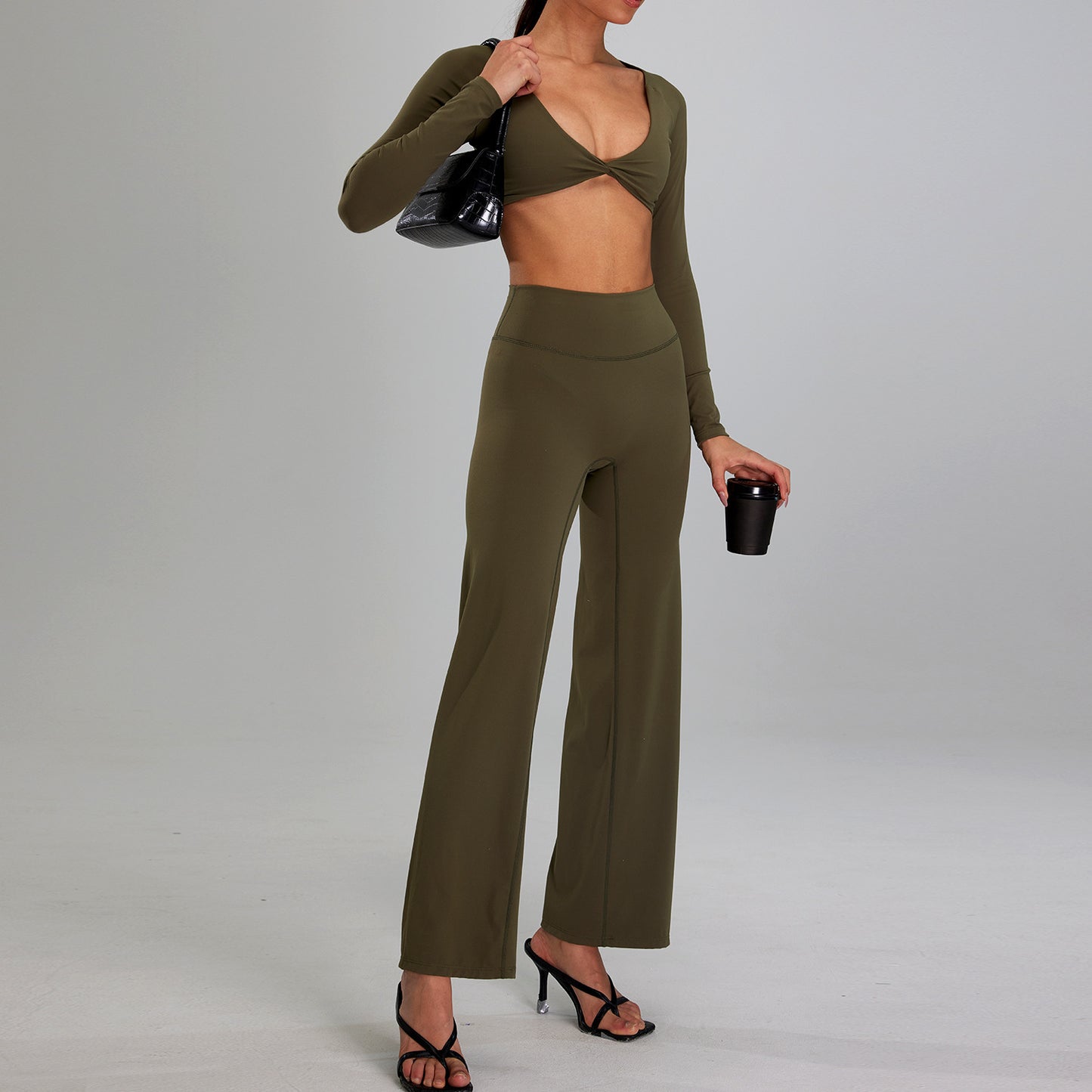 High-intensity Sports Suit Outdoor Running Nude Feel Workout Clothes Slimming High Waist