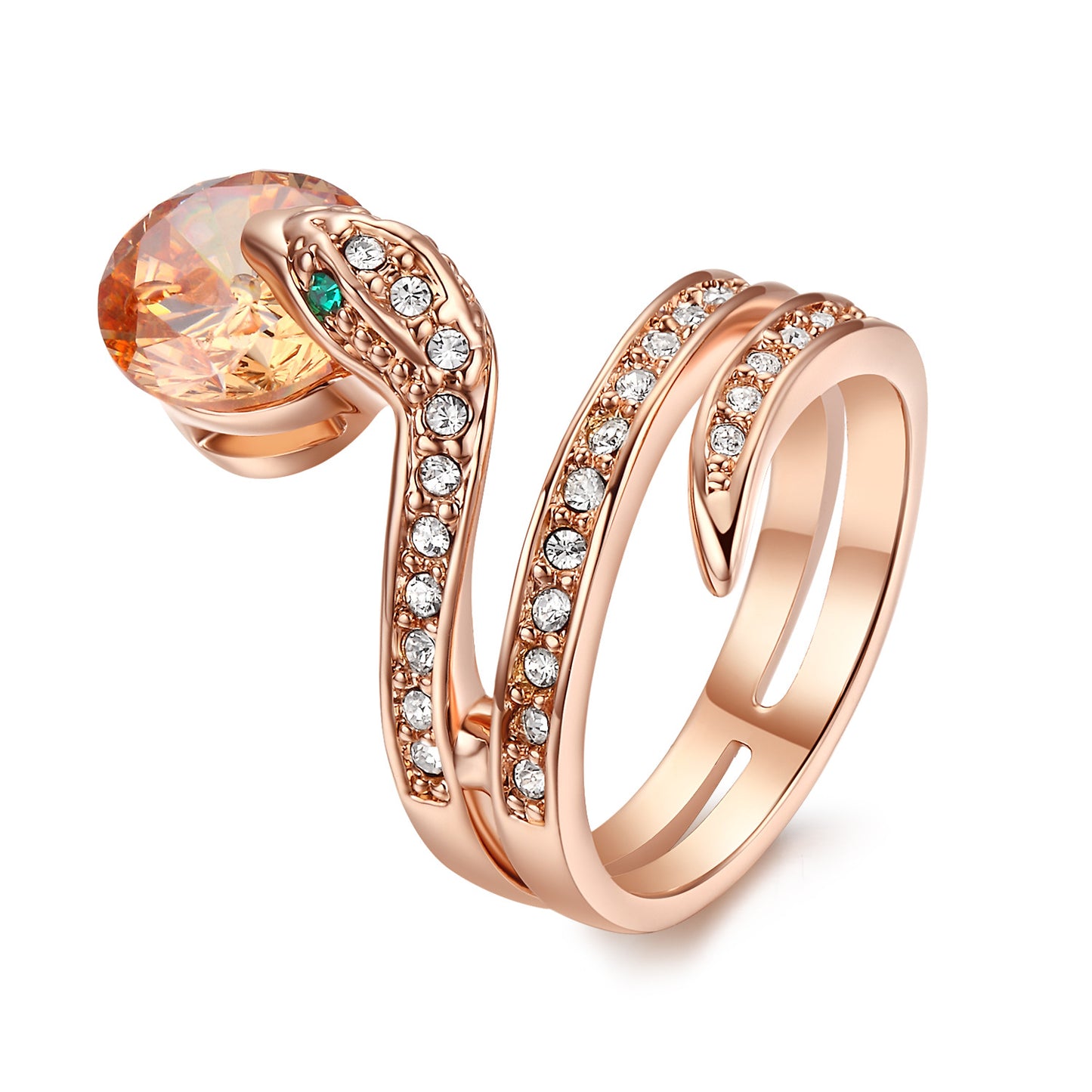 Retro Snake-shaped Women's Ring Zircon