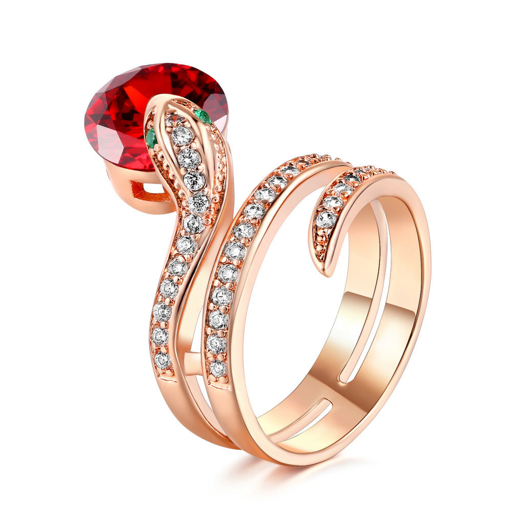 Retro Snake-shaped Women's Ring Zircon