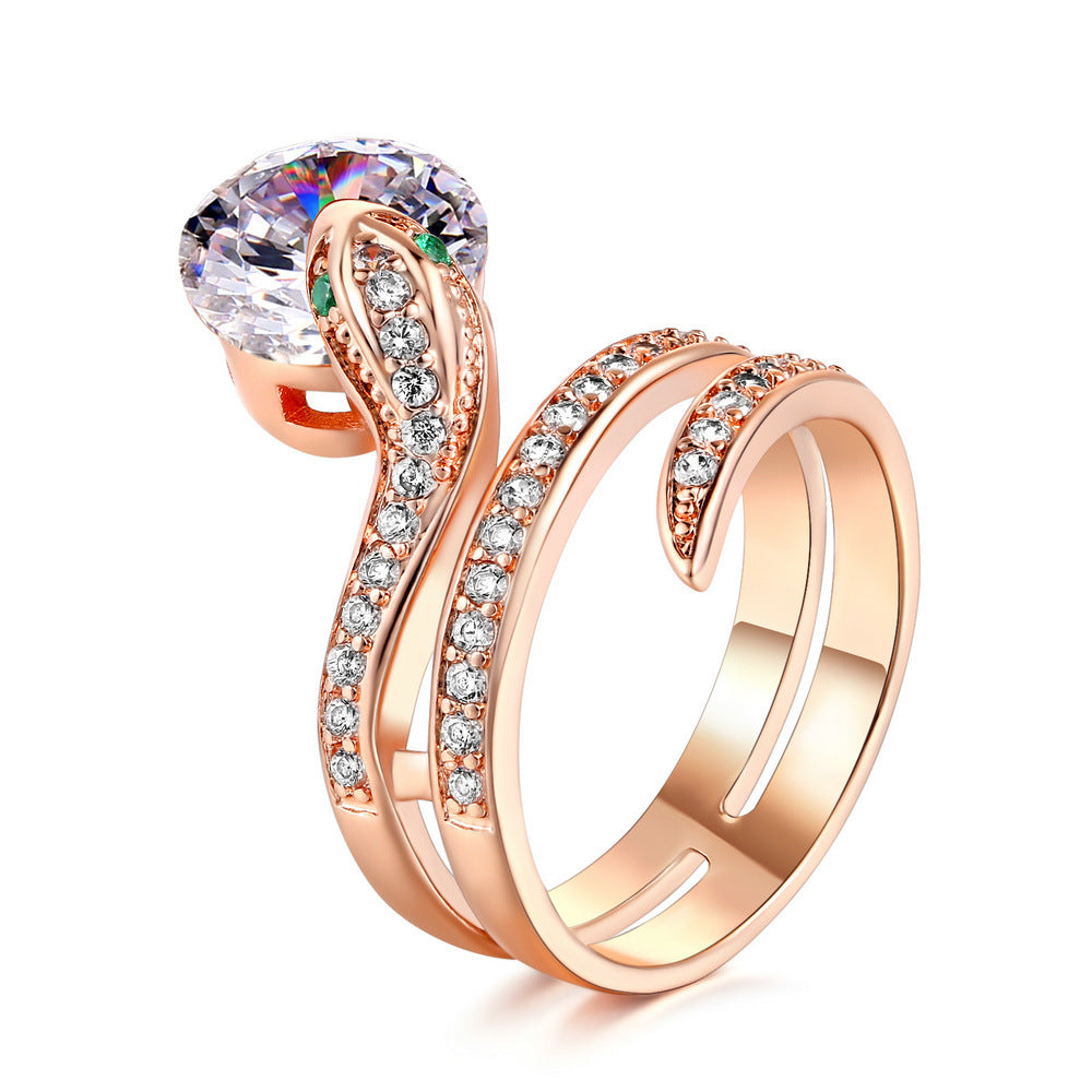 Retro Snake-shaped Women's Ring Zircon