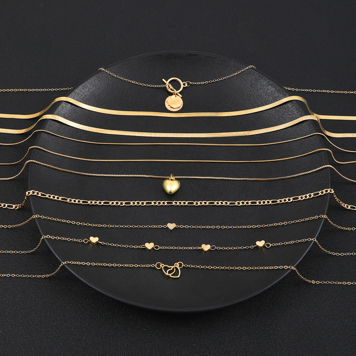 Heart Snake Bone Blade Necklace Suit 10 Pieces
