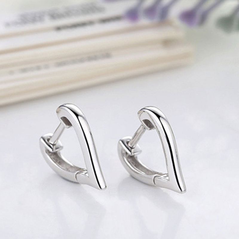 Graceful And Fashionable V-shaped Heart-shaped Silver-plated Earrings