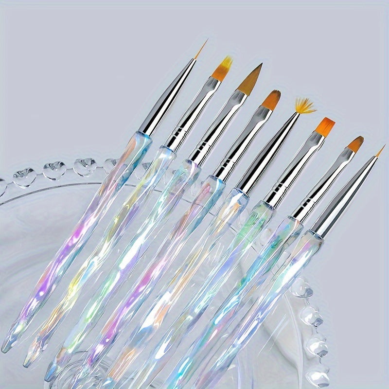 8 PCs Nail Drawing Line Smudges Brush Suit