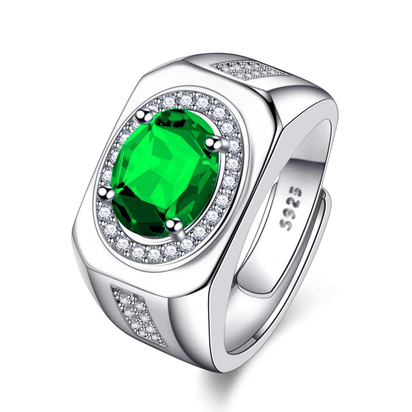 Fashion Oval Diamond Inlaid Color Gemstone Ring Blue Stone Ring