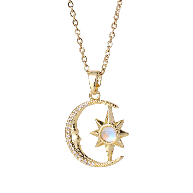 Necklace Titanium Steel Female Star Moon Ornament