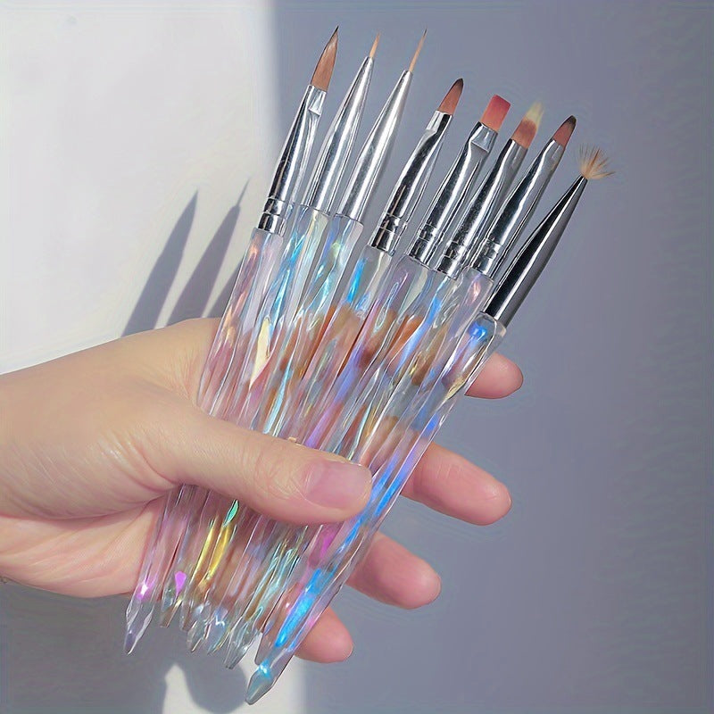 8 PCs Nail Drawing Line Smudges Brush Suit
