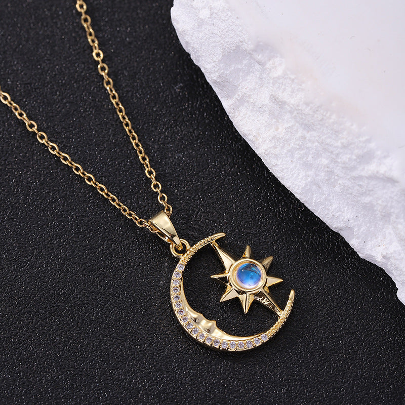 Necklace Titanium Steel Female Star Moon Ornament