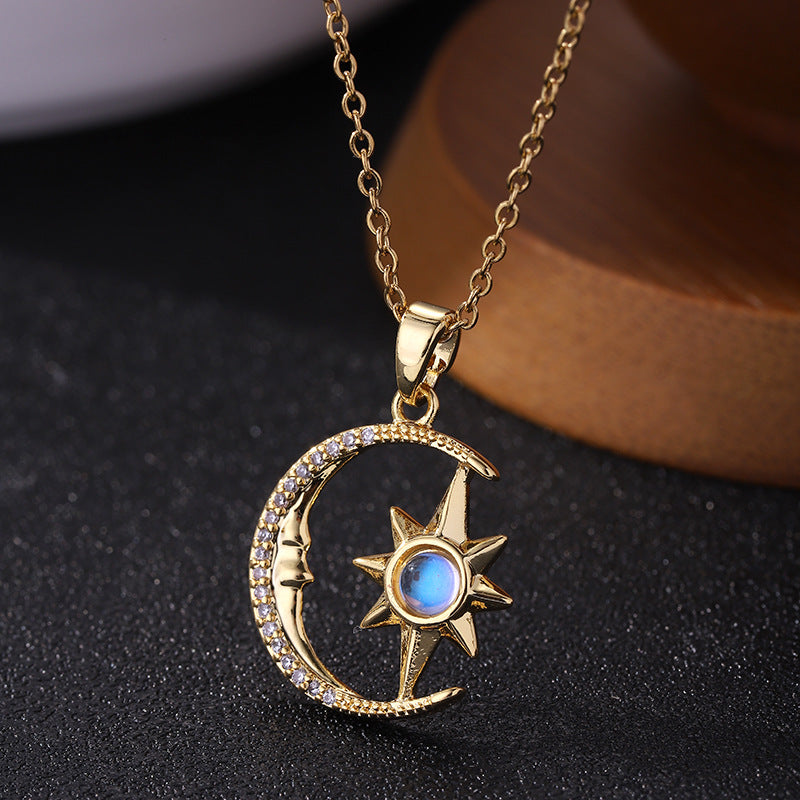 Necklace Titanium Steel Female Star Moon Ornament