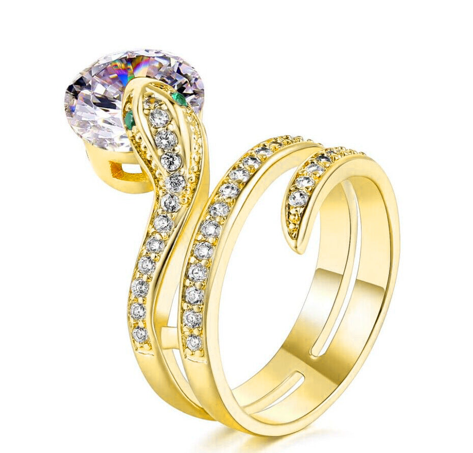 Retro Snake-shaped Women's Ring Zircon