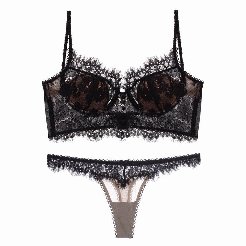 Women's French Thin Cotton Lace Bra Panties Set