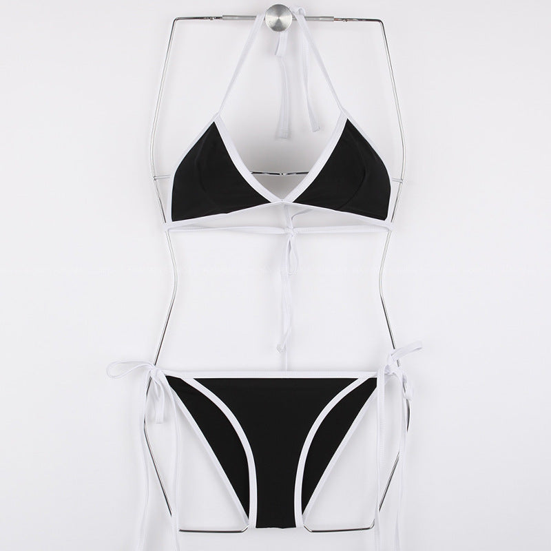Women's Fashion Split Bikini Color Matching Swimsuit Triangle Bag