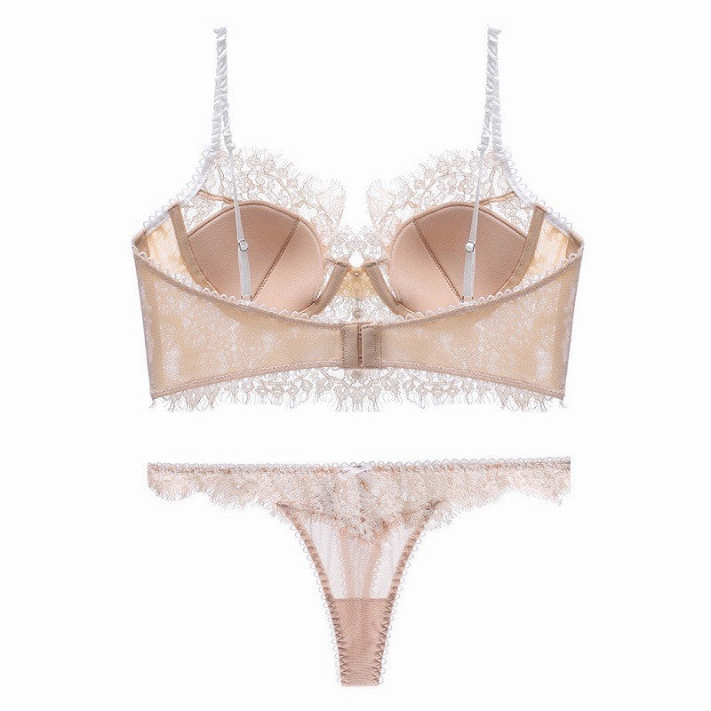 Women's French Thin Cotton Lace Bra Panties Set