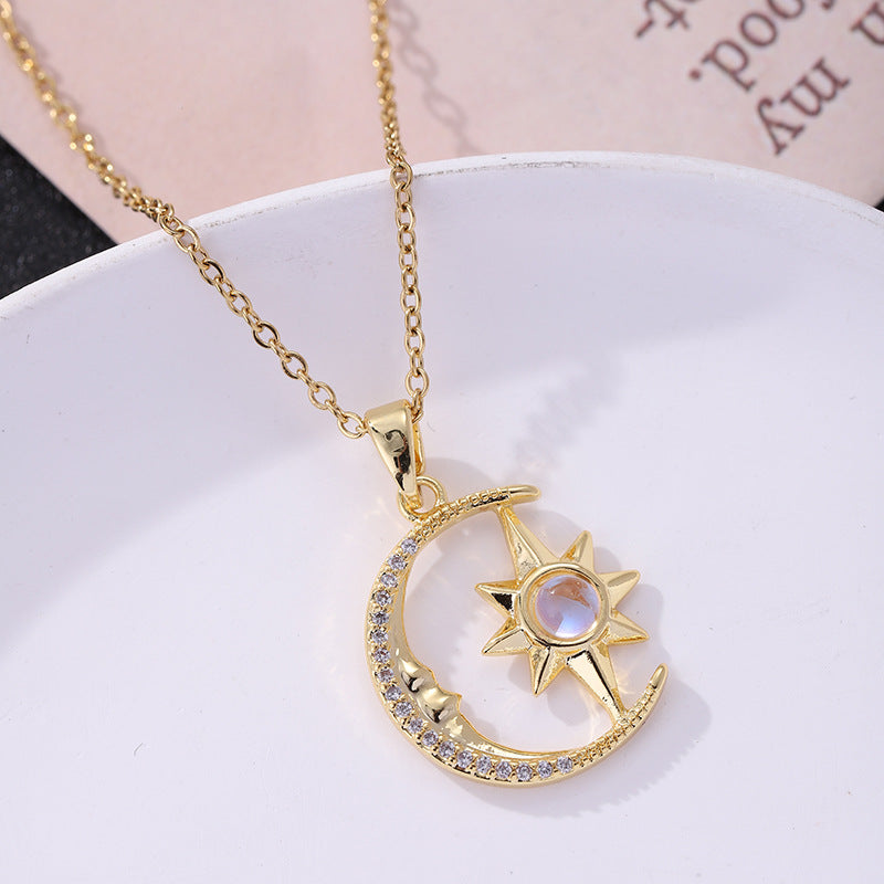 Necklace Titanium Steel Female Star Moon Ornament