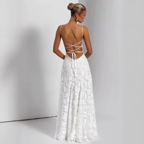 Women's Sling Chiffon Backless Dress
