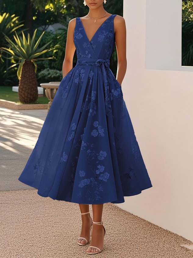Women's Sleeveless Vest V-neck Digital Printing Dress