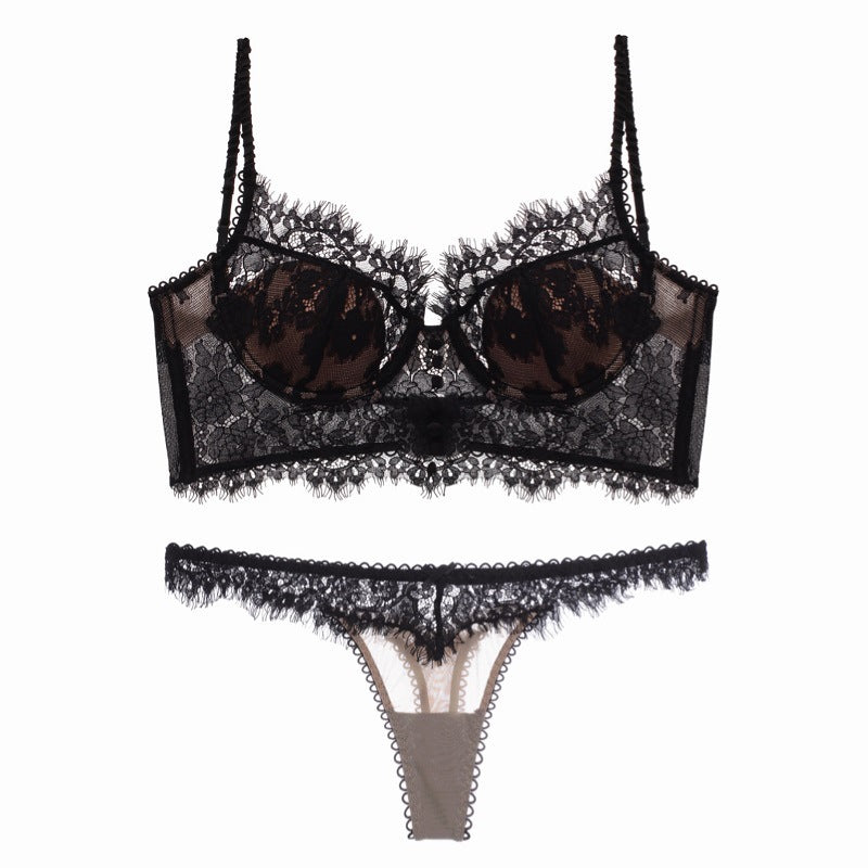 Women's French Thin Cotton Lace Bra Panties Set