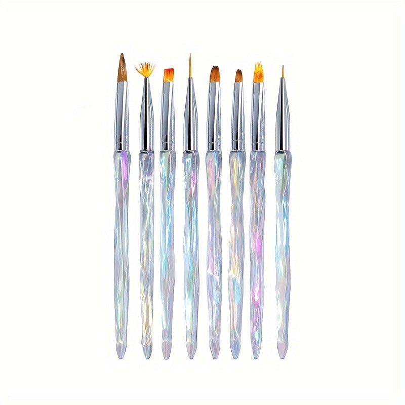 8 PCs Nail Drawing Line Smudges Brush Suit