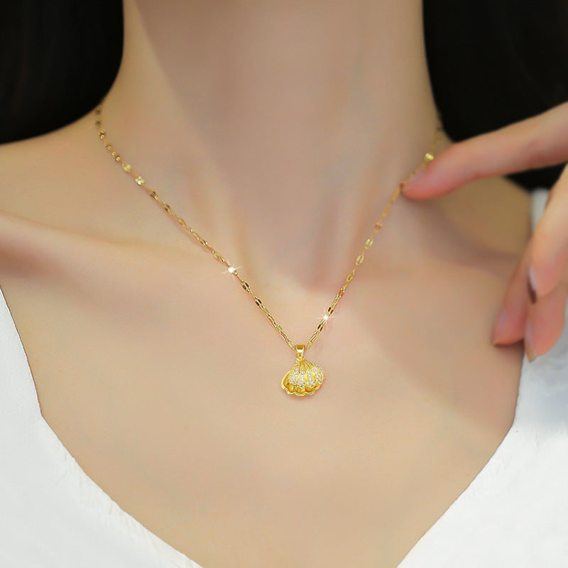 Shell Pearl Necklace Female Zircon Temperament Personality