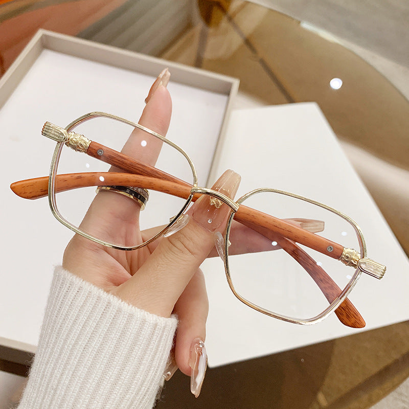 Frameless Trim Women's Wood Grain Fashion Personality Wear Glasses