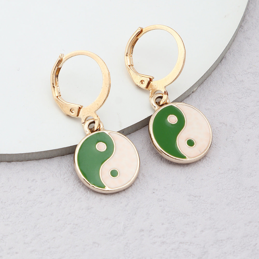 New Creative Metal Yin Yang Tai Chi Gossip Earrings